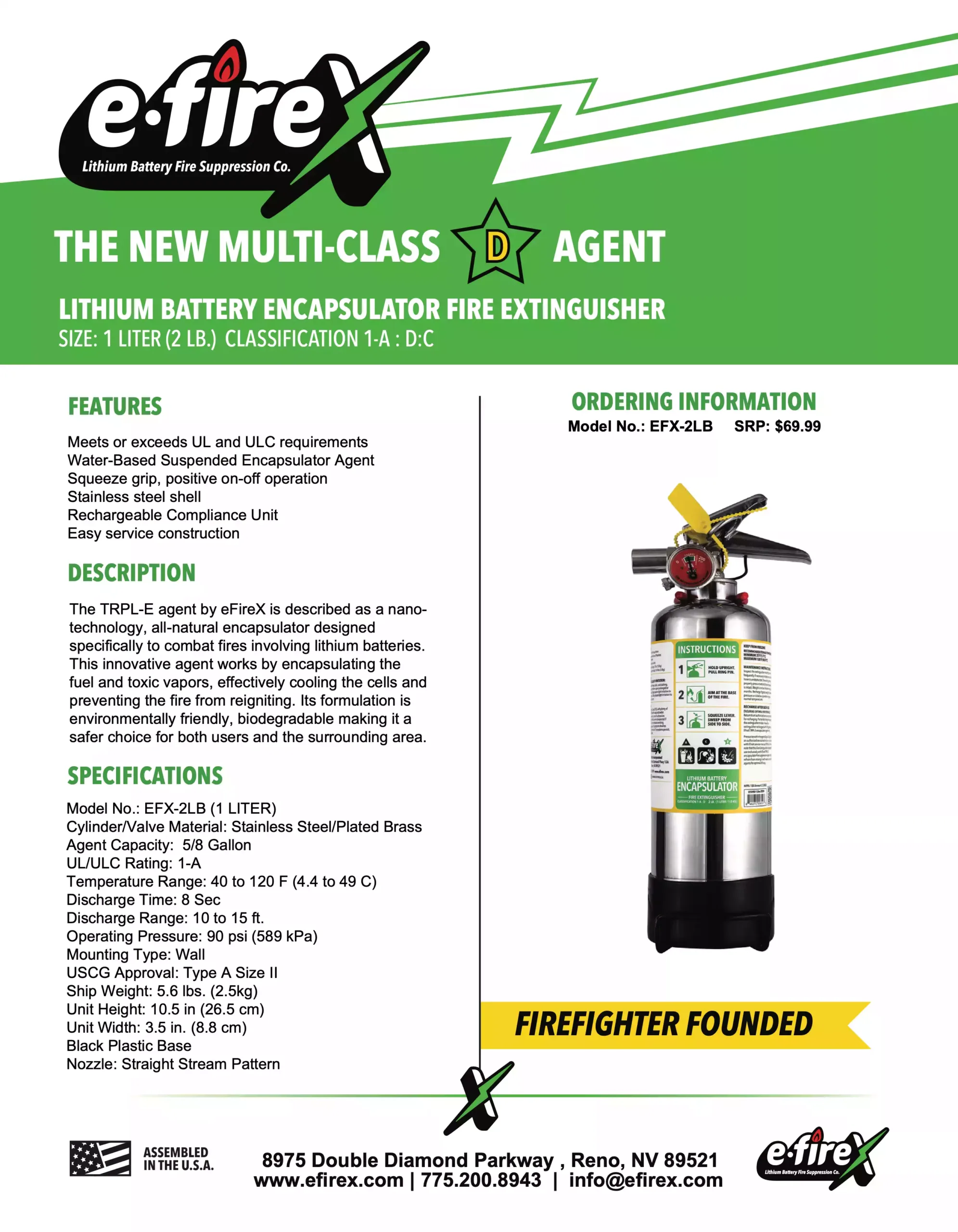 EFireX Fire Extinguisher 1 Liter EFire X